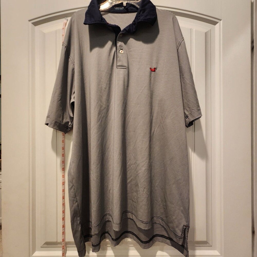 Southern Marsh Polo Shirt Mens XL Blue Stripe Duck Logo Preppy Casual Golf